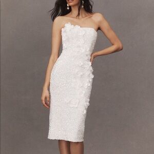 Anthropologie White Midi Strapless Dress